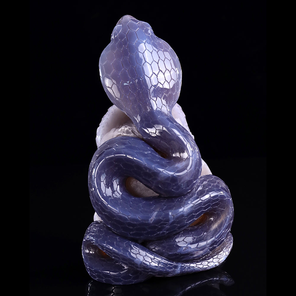 4.1" Amethyst Cluster Snake Carving - Unique Piece #3100327