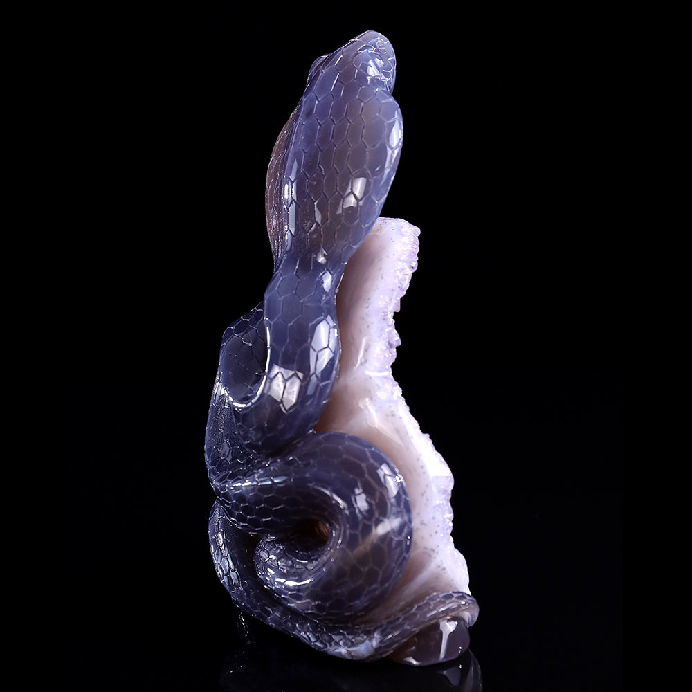 4.1" Amethyst Cluster Snake Carving - Unique Piece #3100327