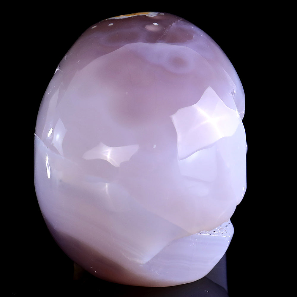 3.7" Geode Agate Human Skull Carving - Unique Piece #3100328