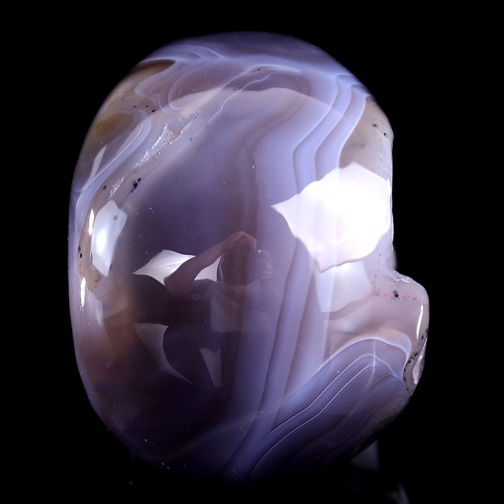 3.9" Geode Agate Human Skull Carving - Unique Piece #3100329