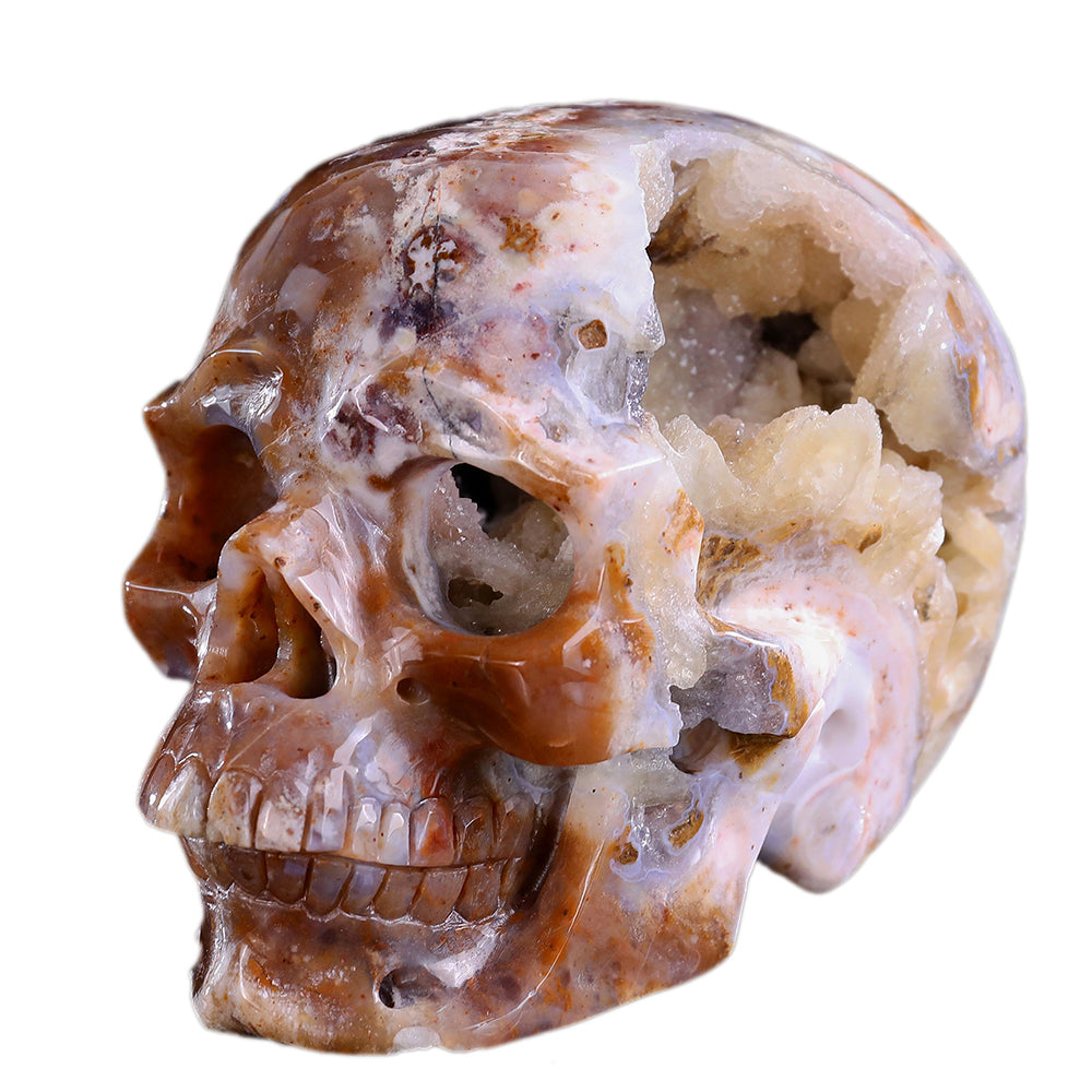 6.5" Yellow Chalcedony Human Skull Carving - Unique Piece #3100330