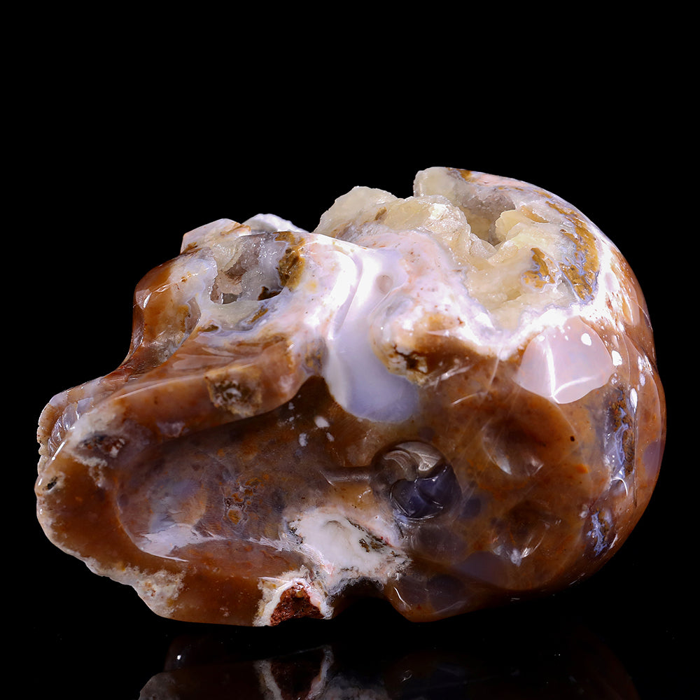 6.5" Yellow Chalcedony Human Skull Carving - Unique Piece #3100330