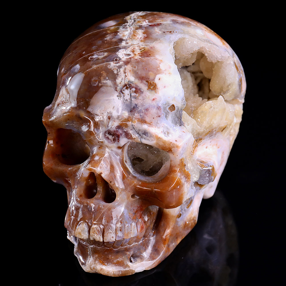 6.5" Yellow Chalcedony Human Skull Carving - Unique Piece #3100330