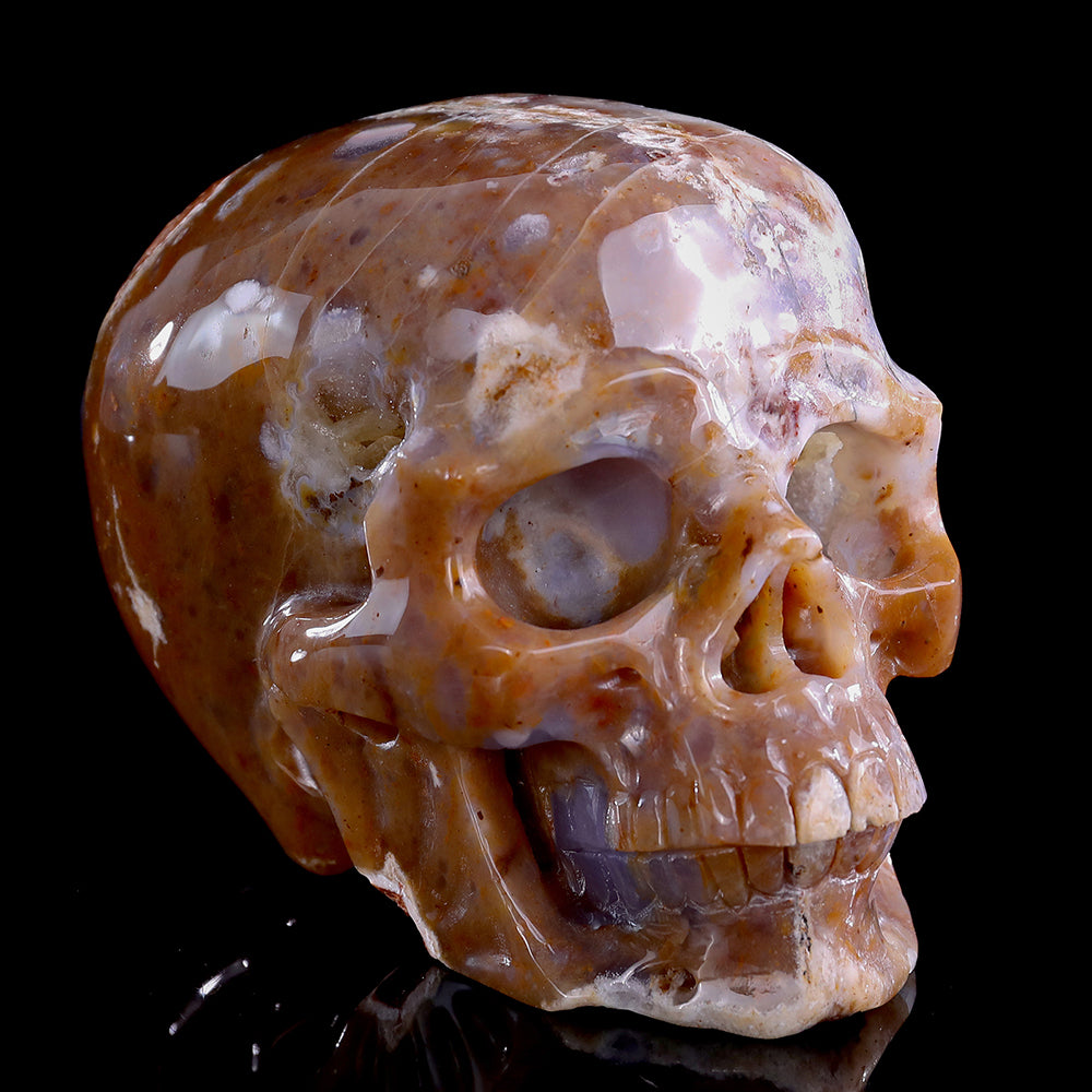 6.5" Yellow Chalcedony Human Skull Carving - Unique Piece #3100330