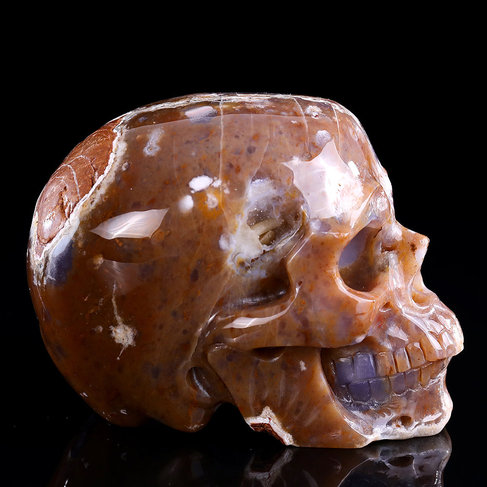 6.5" Yellow Chalcedony Human Skull Carving - Unique Piece #3100330