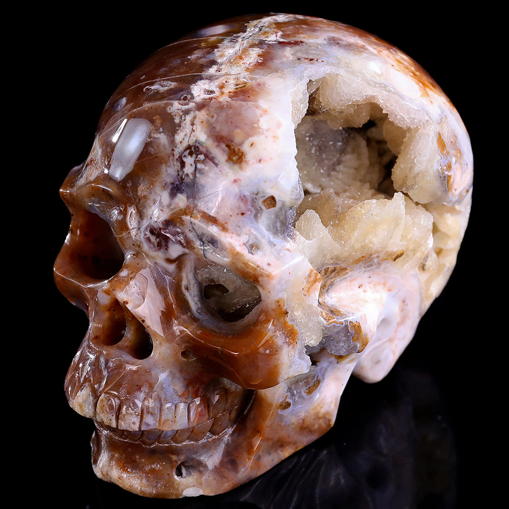 6.5" Yellow Chalcedony Human Skull Carving - Unique Piece #3100330