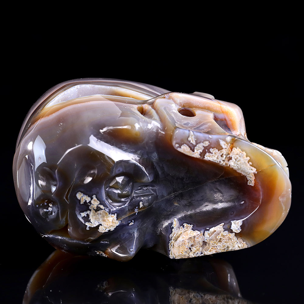 6.1" Carnelian Human Skull Carving - Unique Piece #3100332