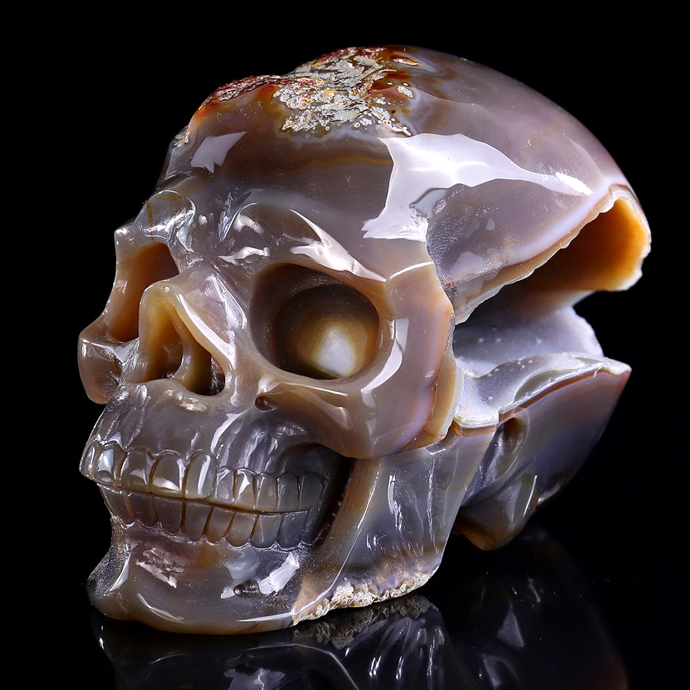 6.1" Carnelian Human Skull Carving - Unique Piece #3100332