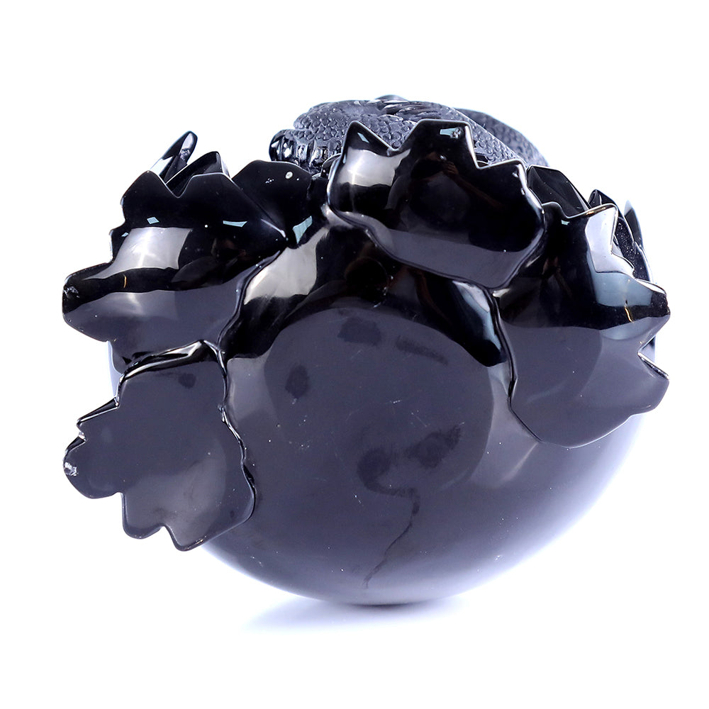 4.6" Obsidian Dragon Baby in Egg Carving - Unique Piece #3100392