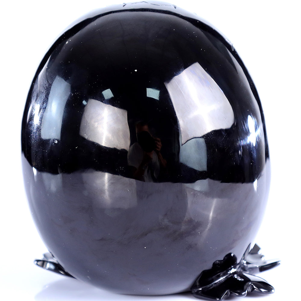 4.6" Obsidian Dragon Baby in Egg Carving - Unique Piece #3100392