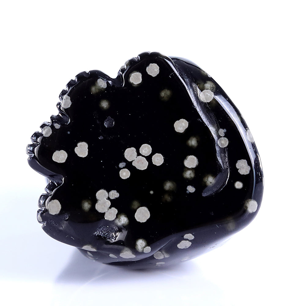 1.8" Snowflake Obsidian Leopard Carving - Unique Piece #3100394