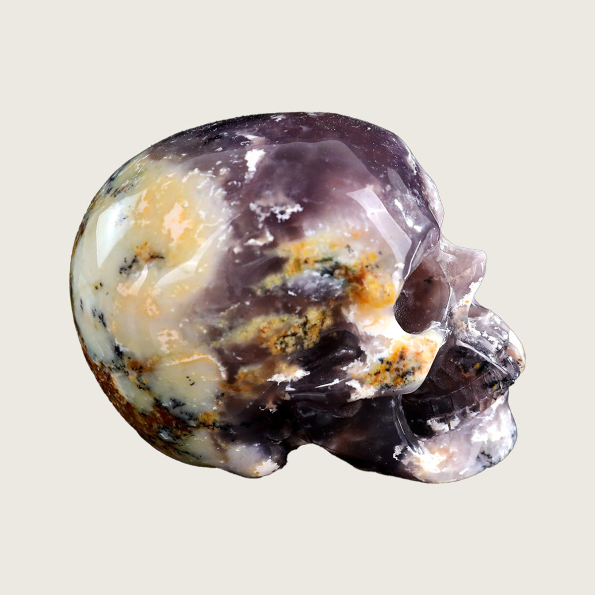 3.0" White Opal Crystal Skull Carving  #SKH30079