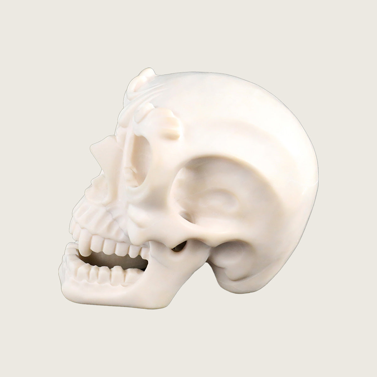 4.0" White Jade Crystal Skull Carving  #SCS0019