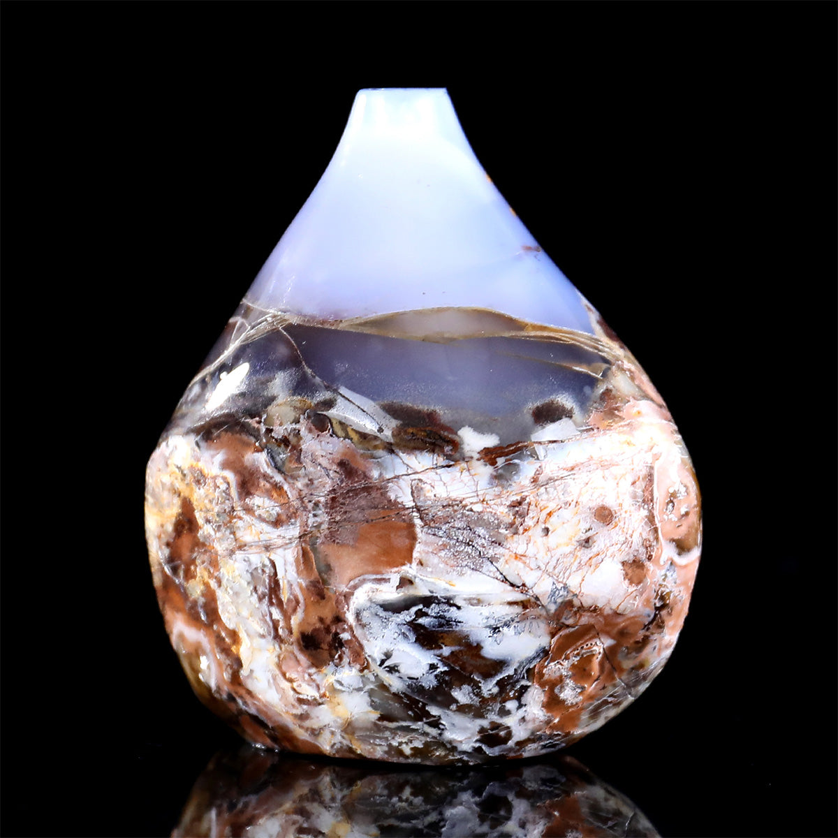 3.3" Blue Chalcedony Crystal Vase Carving  #CHA0036