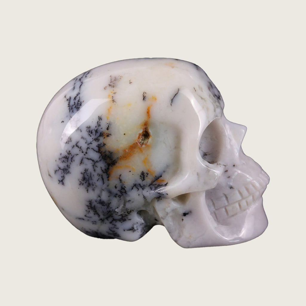 2.2" White Opal Crystal Skull Carving  #SKH22030