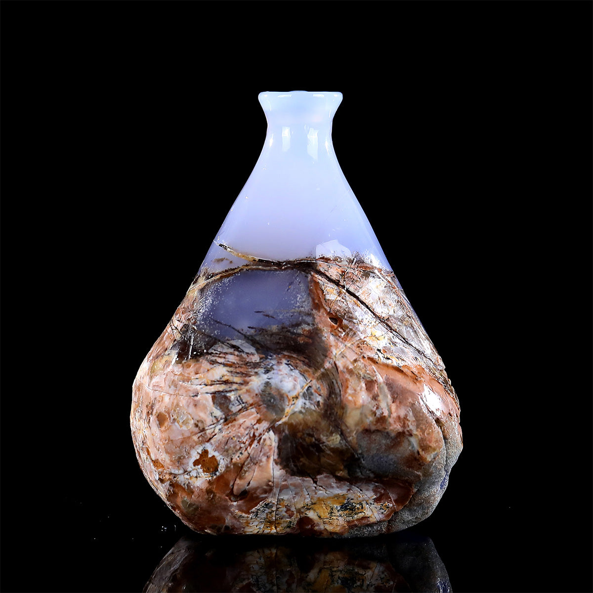 4.3" Blue Chalcedony Crystal Vase Carving  #CHA0035