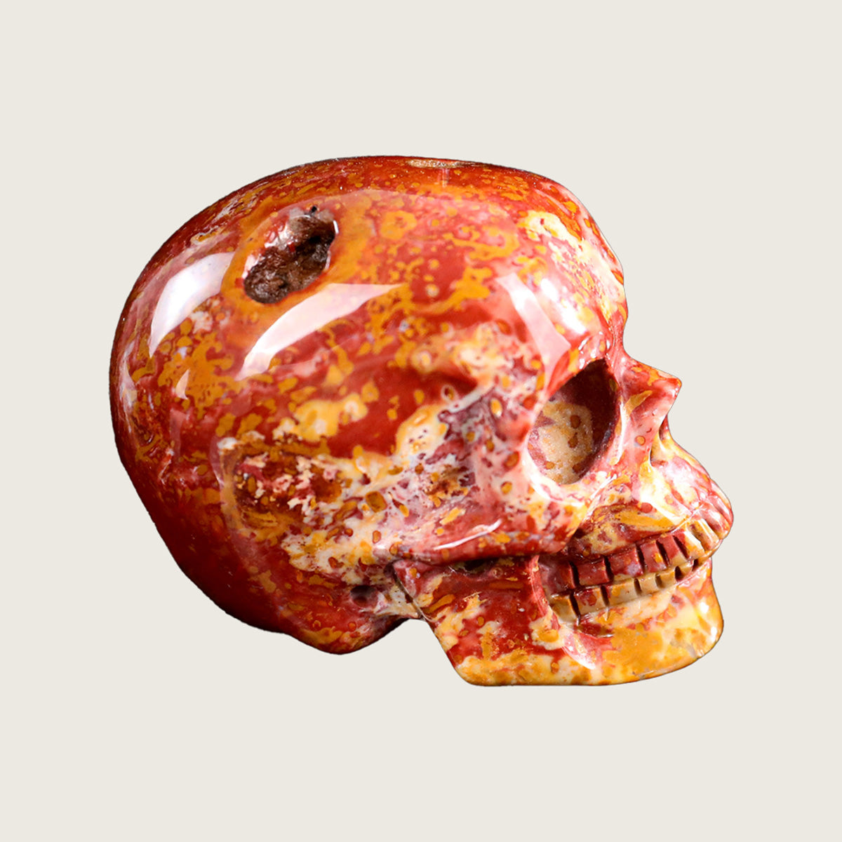 2.2" Agatized Coral Crystal Skull Carving  #SKH22043