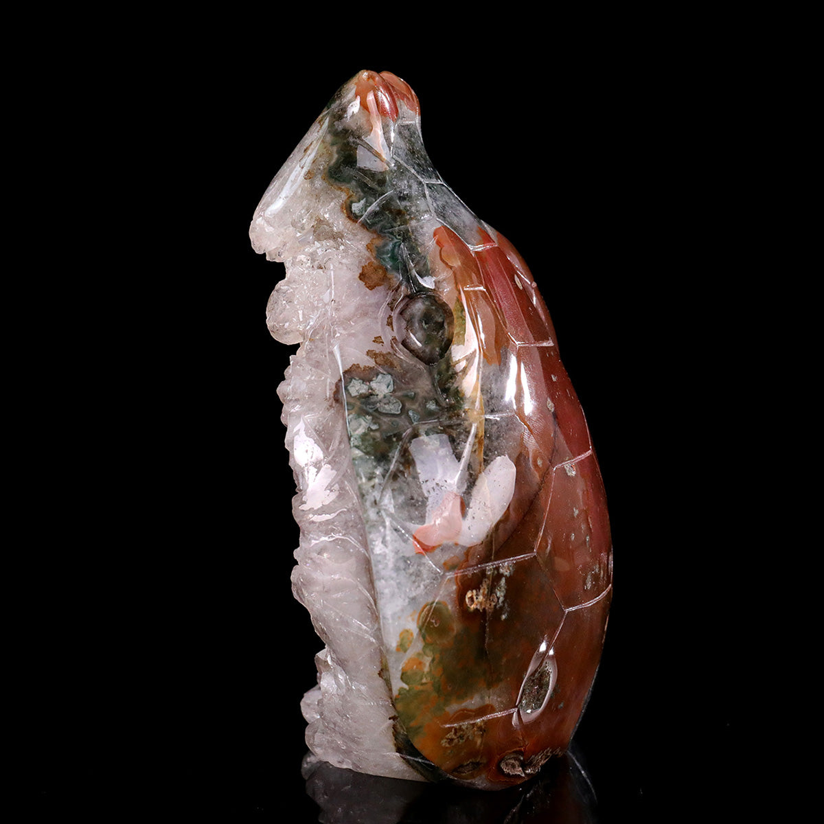 5.0"Geode Agate Crystal Snake Carving  #GDC0027