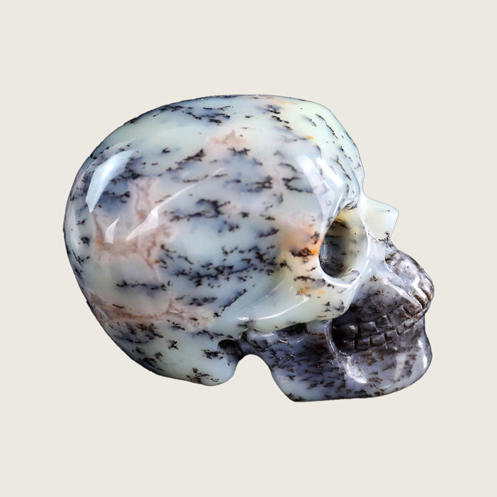 2.2" White Opal Crystal Skull Carving  #SKH22042