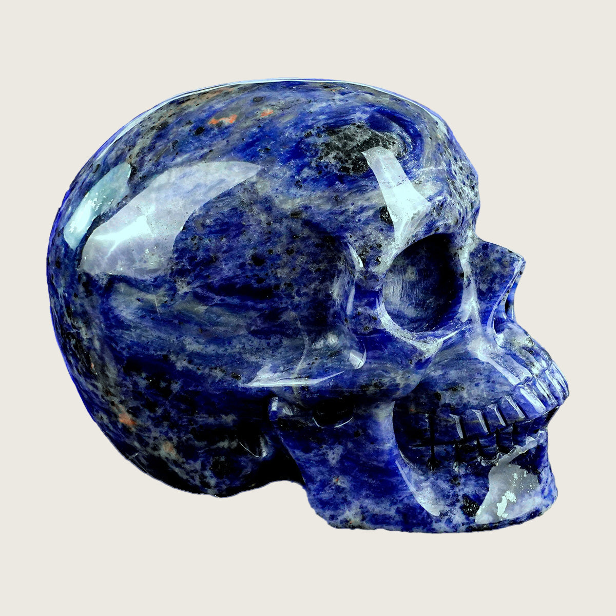 4.5" Sodalite Human Crystal Skull Carving  #SKHSL4501