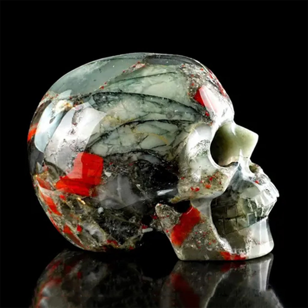 3.0" African Bloodstone Crystal Skull Carving  #SKH30117