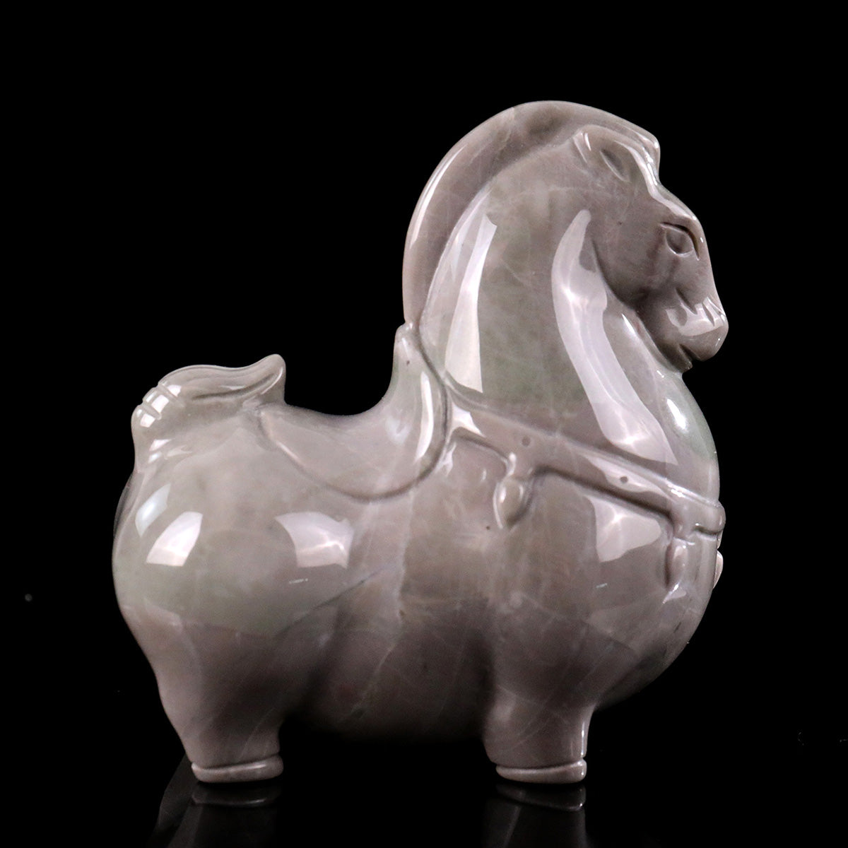 2.7" Jiulong Jade Tang Horse Carving  #CHA0025