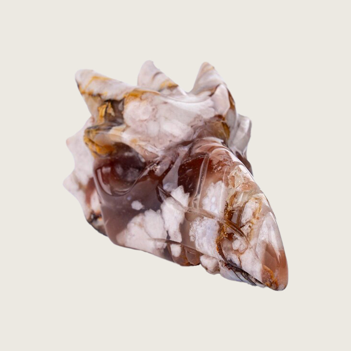 3.1" Sakura Agate Phoenix Skull Carving  #CSC0002