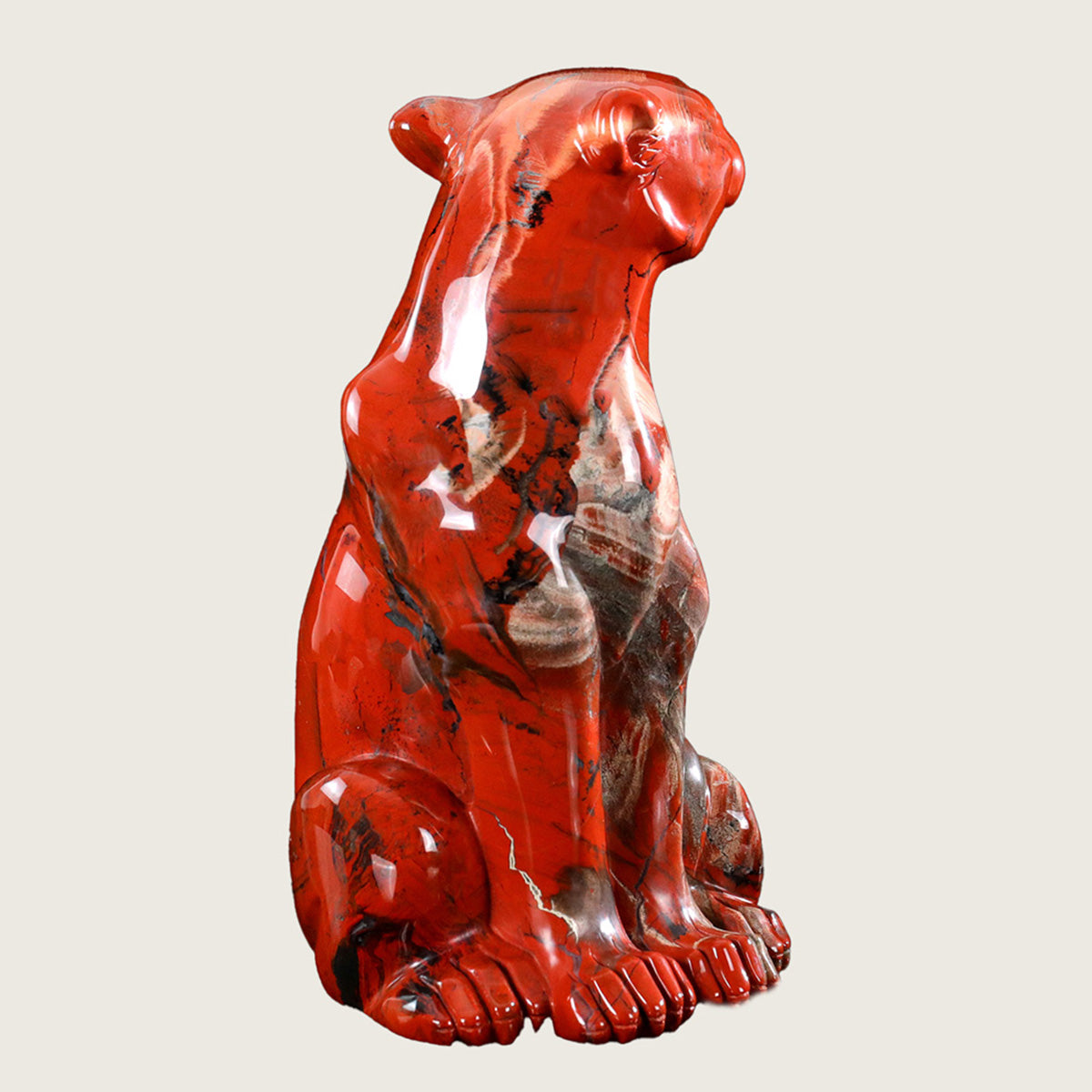 5.0" Red Jasper Leopard Carving  #CTC0011