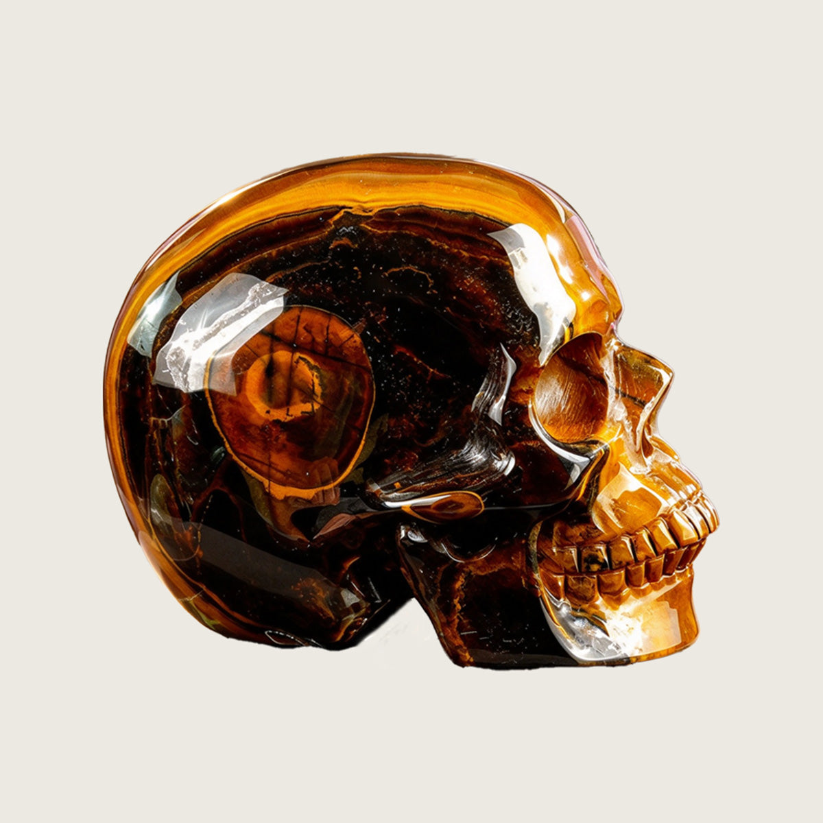 4.5" Tiger Eye Crystal Skull Carving  #SKH45009