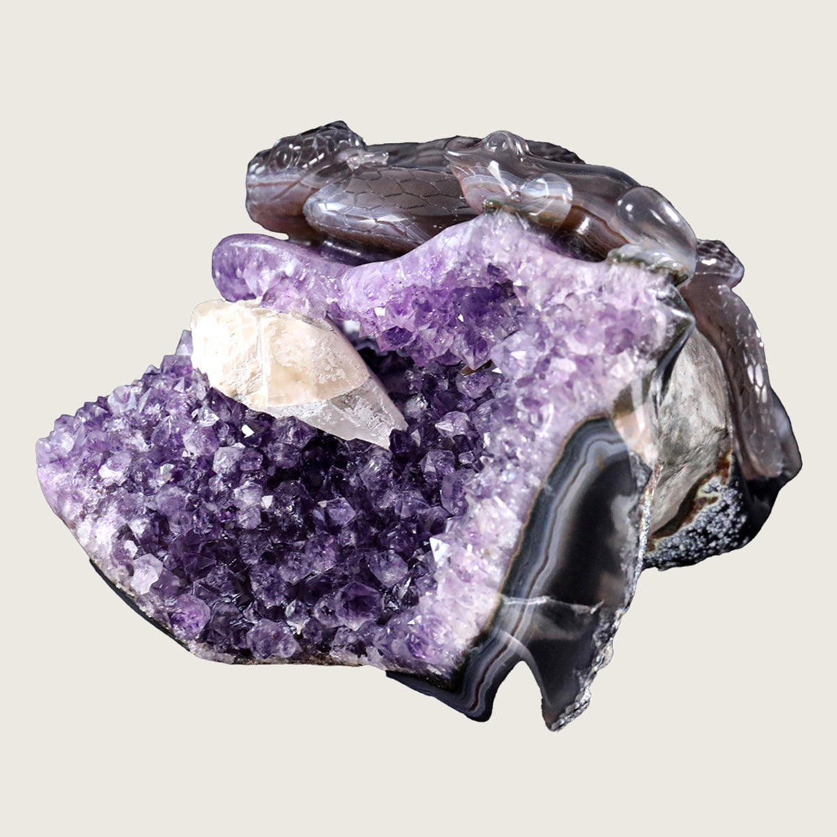 7.5" Druzy Agate Geode Carving  #GDC0006