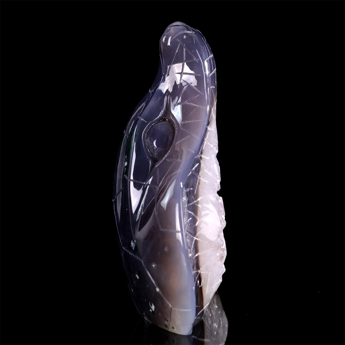 6.0"Geode Agate Snake Head Carving  #GDC0026