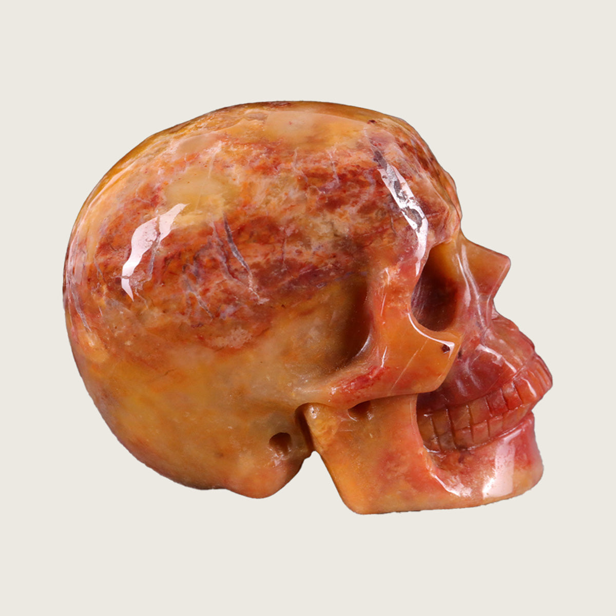 3.0" Chalcedony Jasper Human Skull Carving  #SKH30019