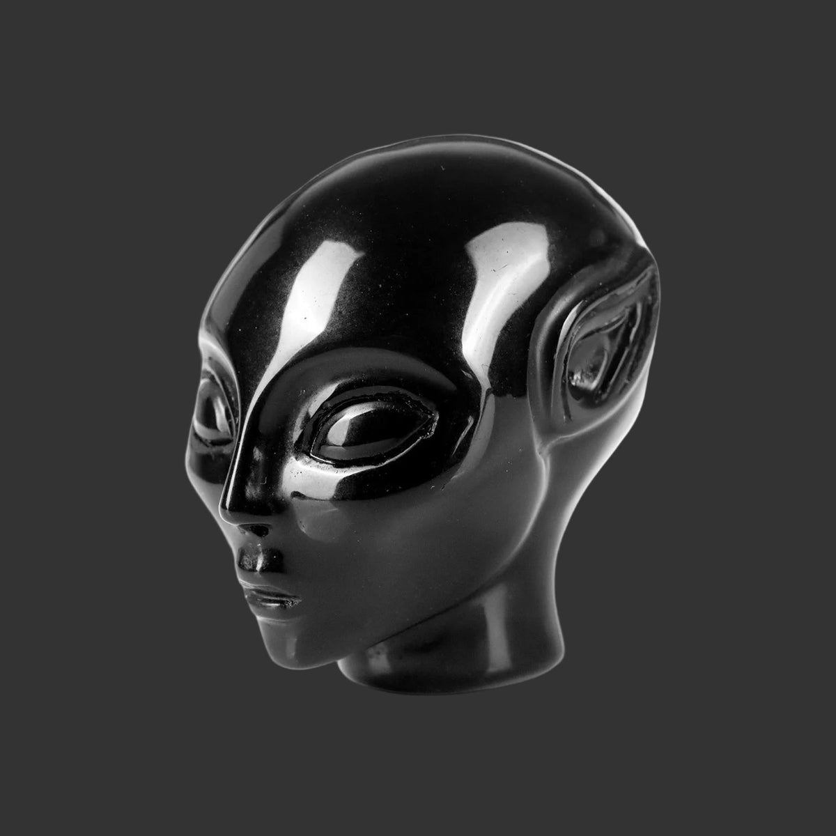 2.0" Black Obsidian Alien Skull Carving  #CSC0032