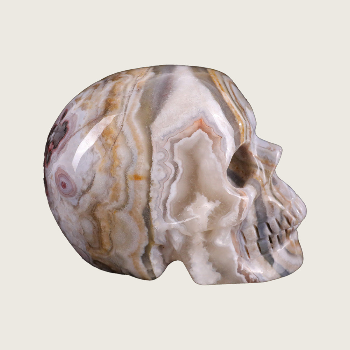 2.2" Red Crazy Lace Agate Crystal Skull Carving  #SKH22035