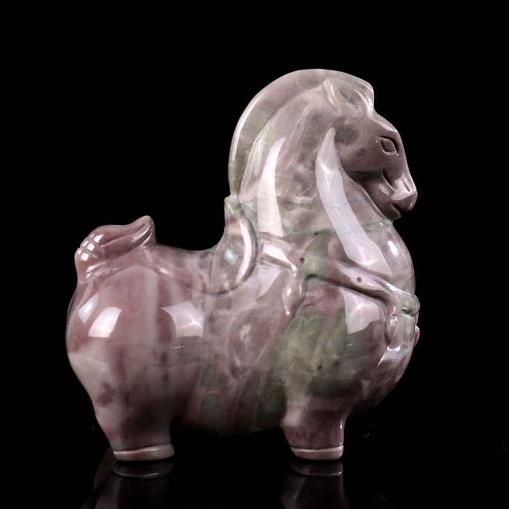 3.0" Jiulong Jade Tang Horse Carving  #CHA0024