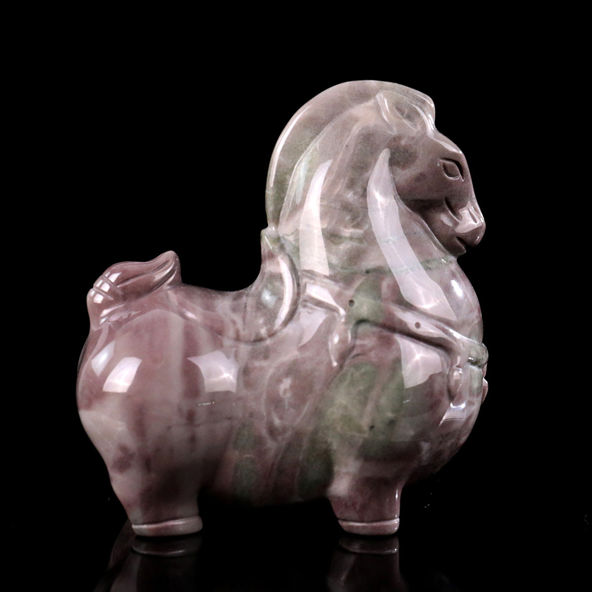 2.7" Jiulong Jade Tang Horse Carving  #CHA0024