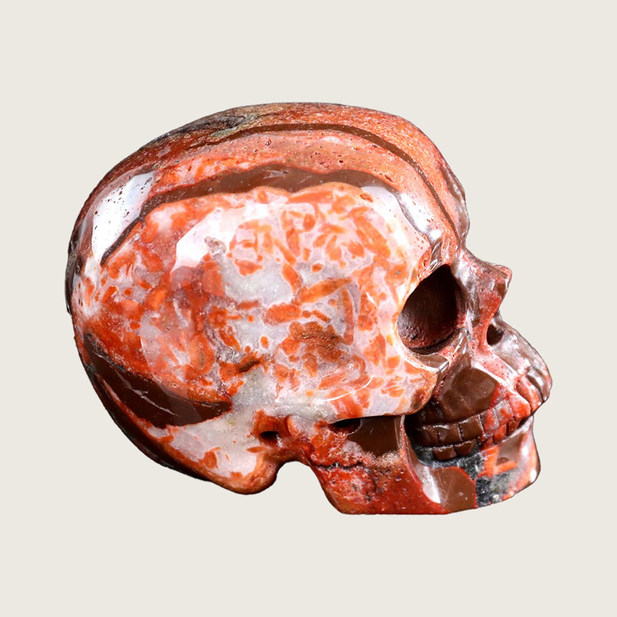 3.0" Red Crazy Lace Agate Crystal Skull Carving  #SKH30029