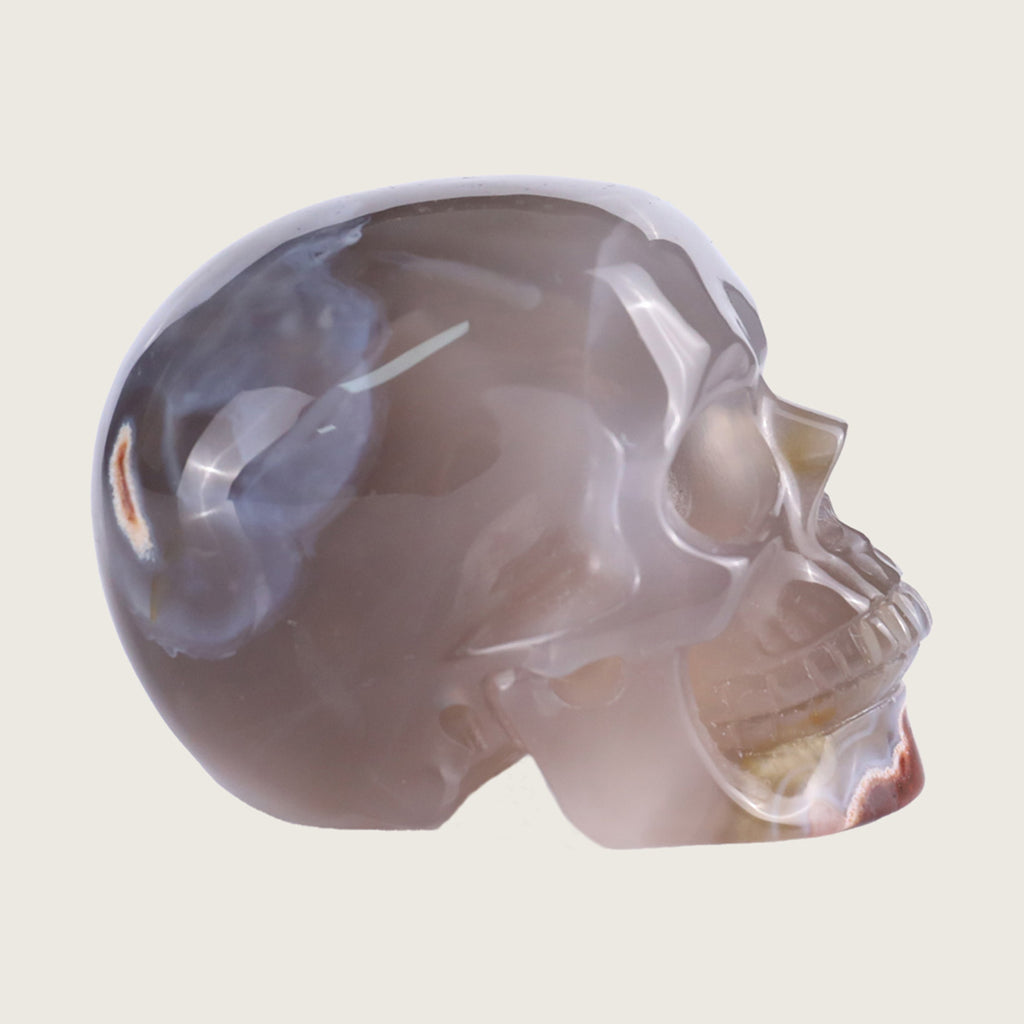 2.2" Volcanic Agate Human Skull Carving  #SKH22014