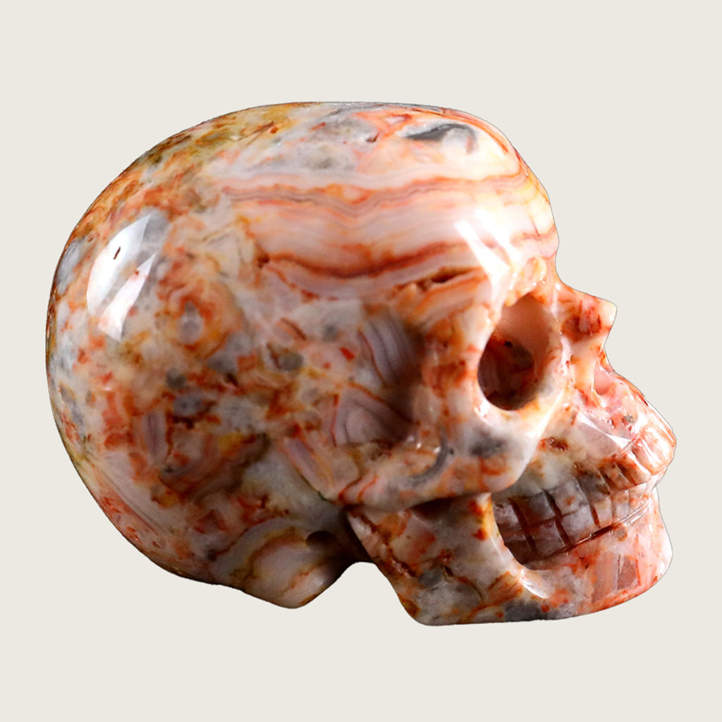 2.2" Crazy Agate Human Skull Carving  #SKH22002