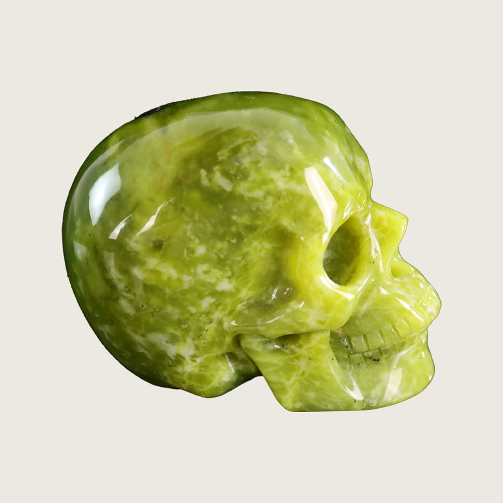 3.0" Xiuyan Jade Crystal Skull Carving  #SKH30067