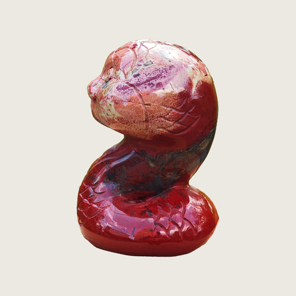2.0" Red Jasper Snake Carving  #CHA0011