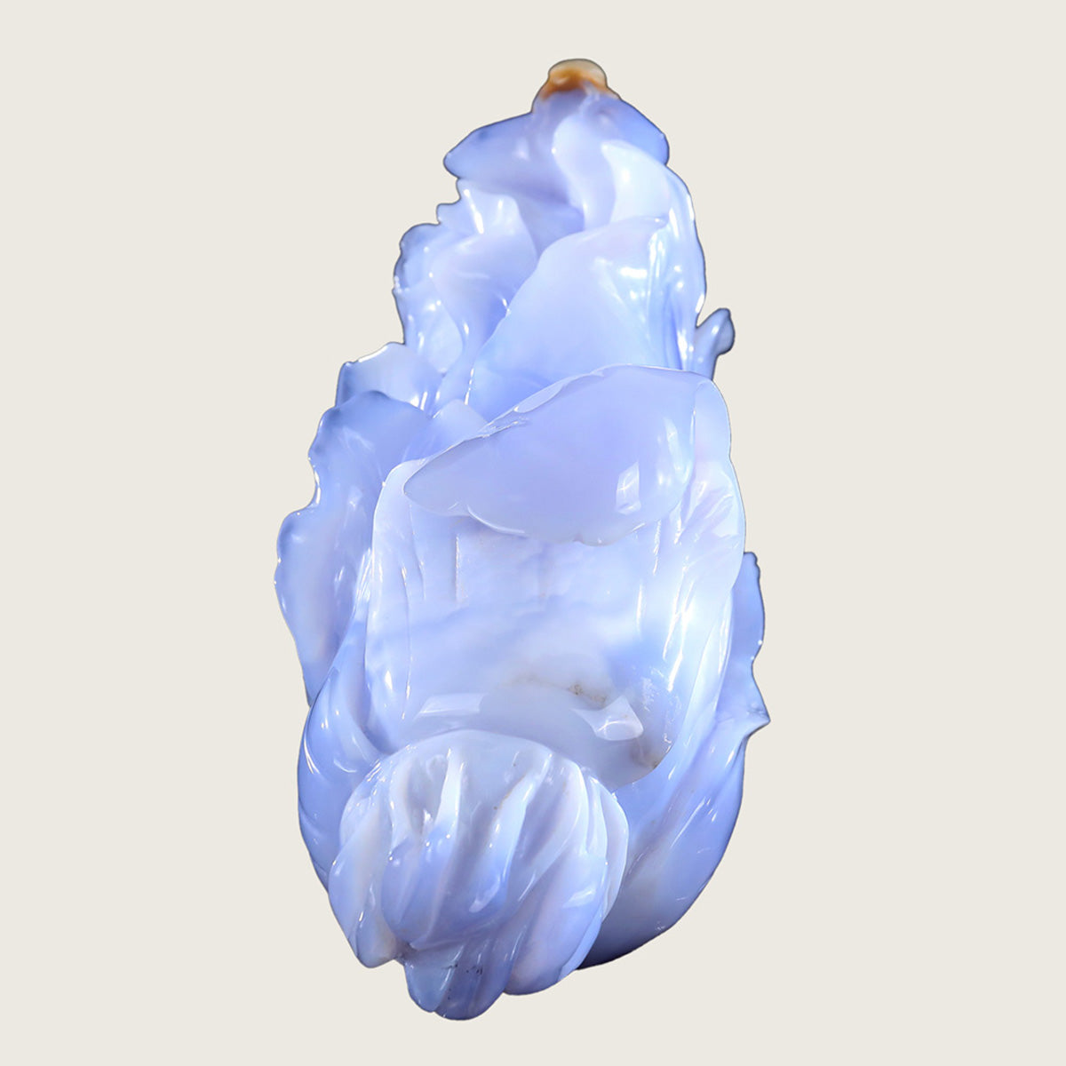 9.4" Blue Chalcedony Chinese Cabbage Carving  #CTC0005