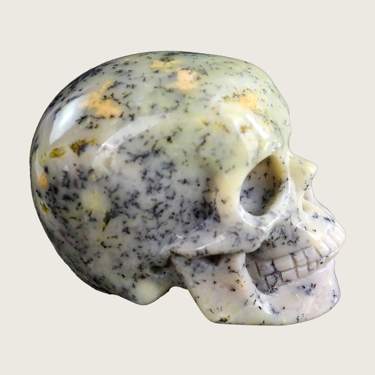 2.2" White Opal Human Skull Carving  #SKH22006