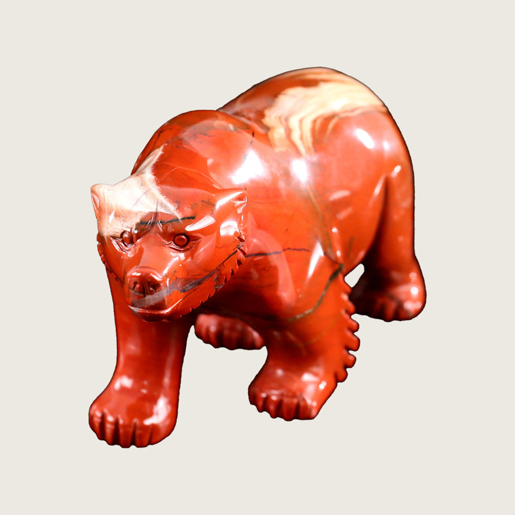 7.1" Red Jasper Polar Bear Carving  #CTC0023