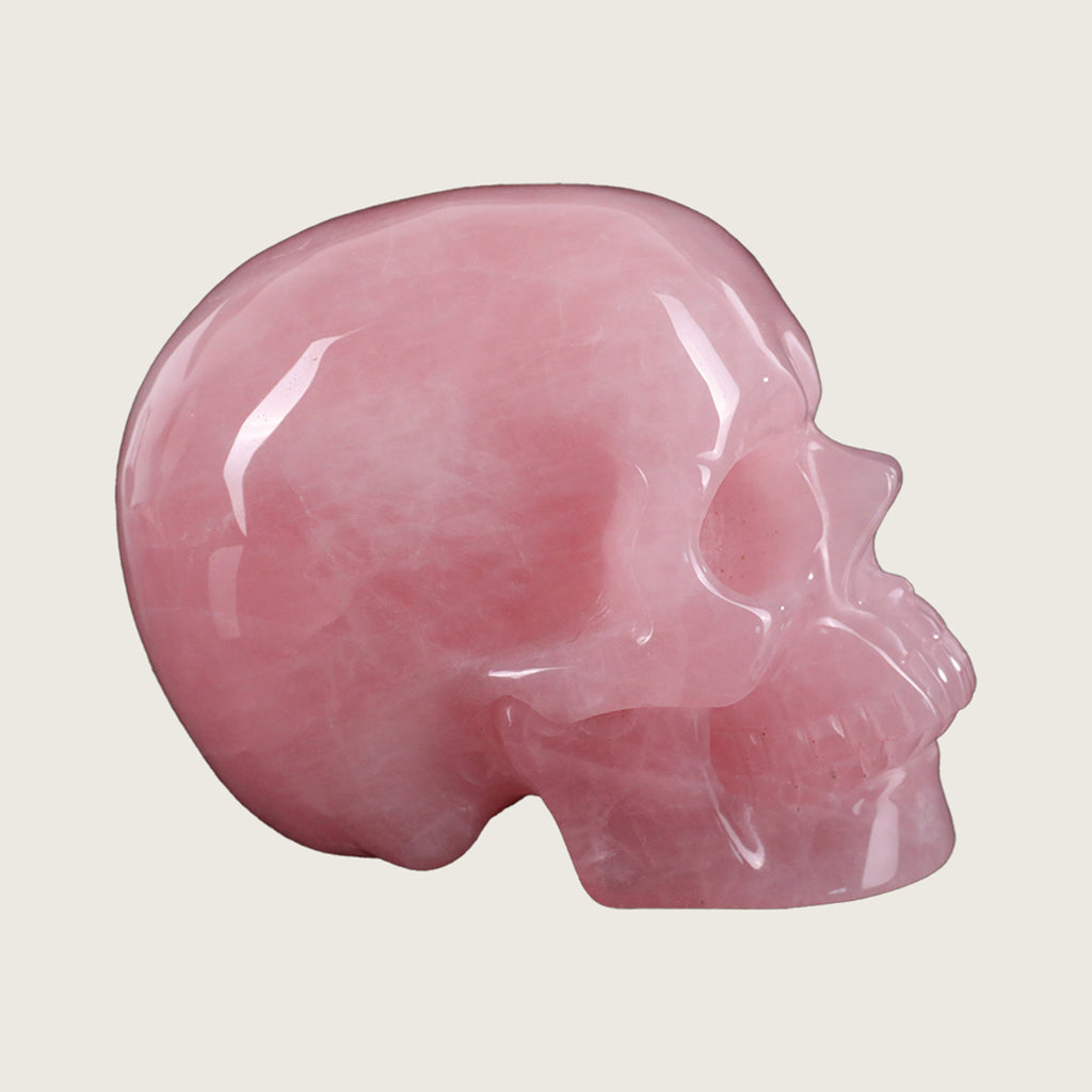 3.0" Rose Quartz Crystal  Skull Carving  #SKH30037