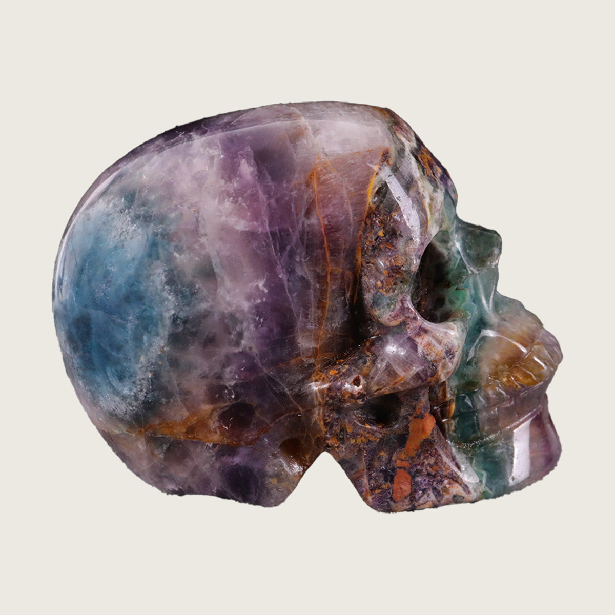 3.0" Fluorite Human Skull Carving  #SKH30022