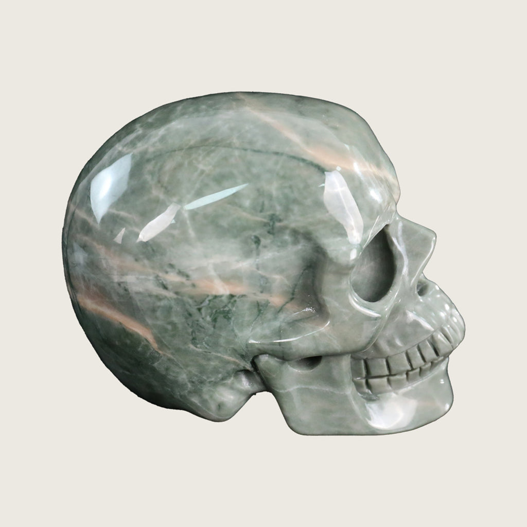 3.0" Nine Dragon Jade Crystal Skull Carving  #SKH30063