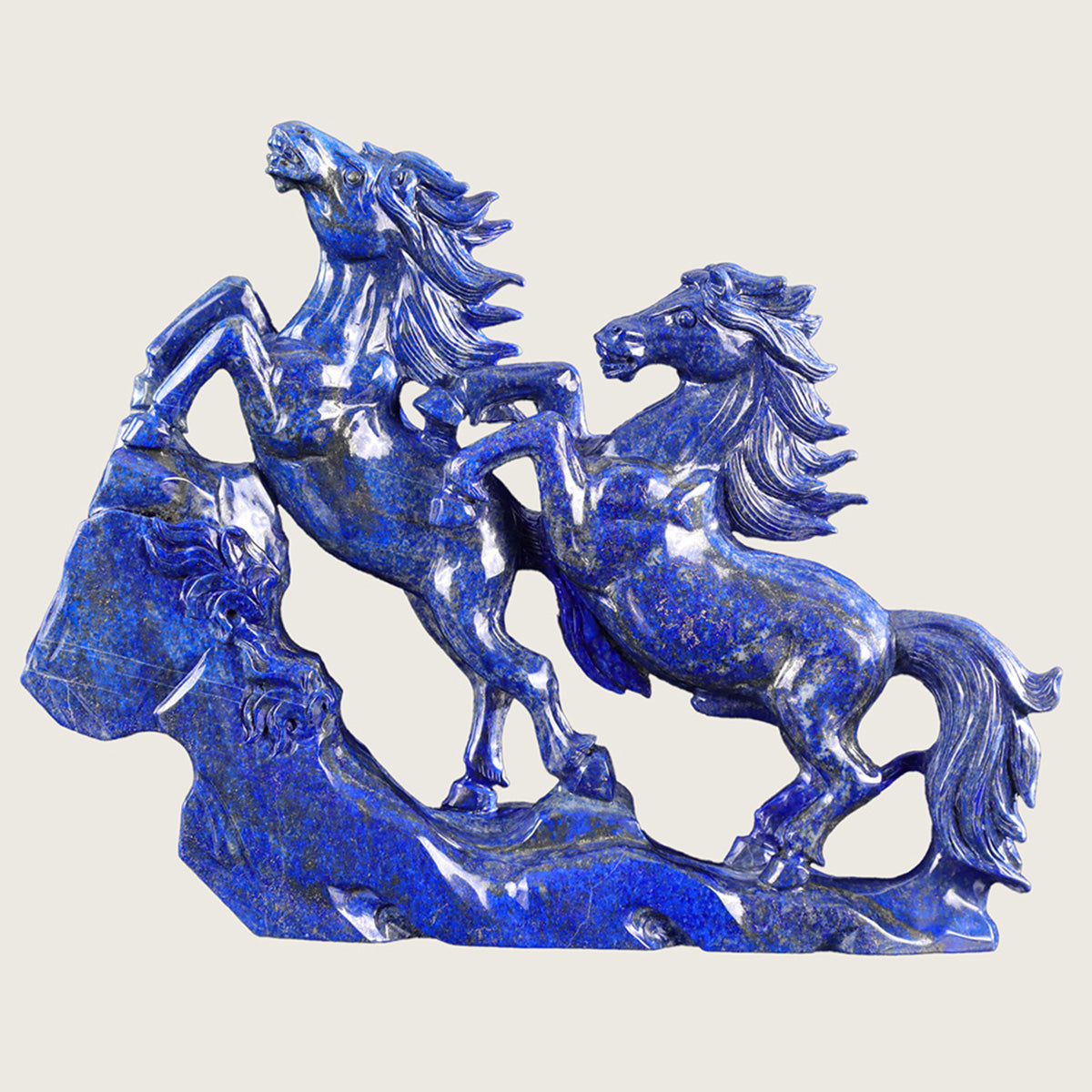12.0" Lapis Lazuli Double Horses Carving  #CTC0008
