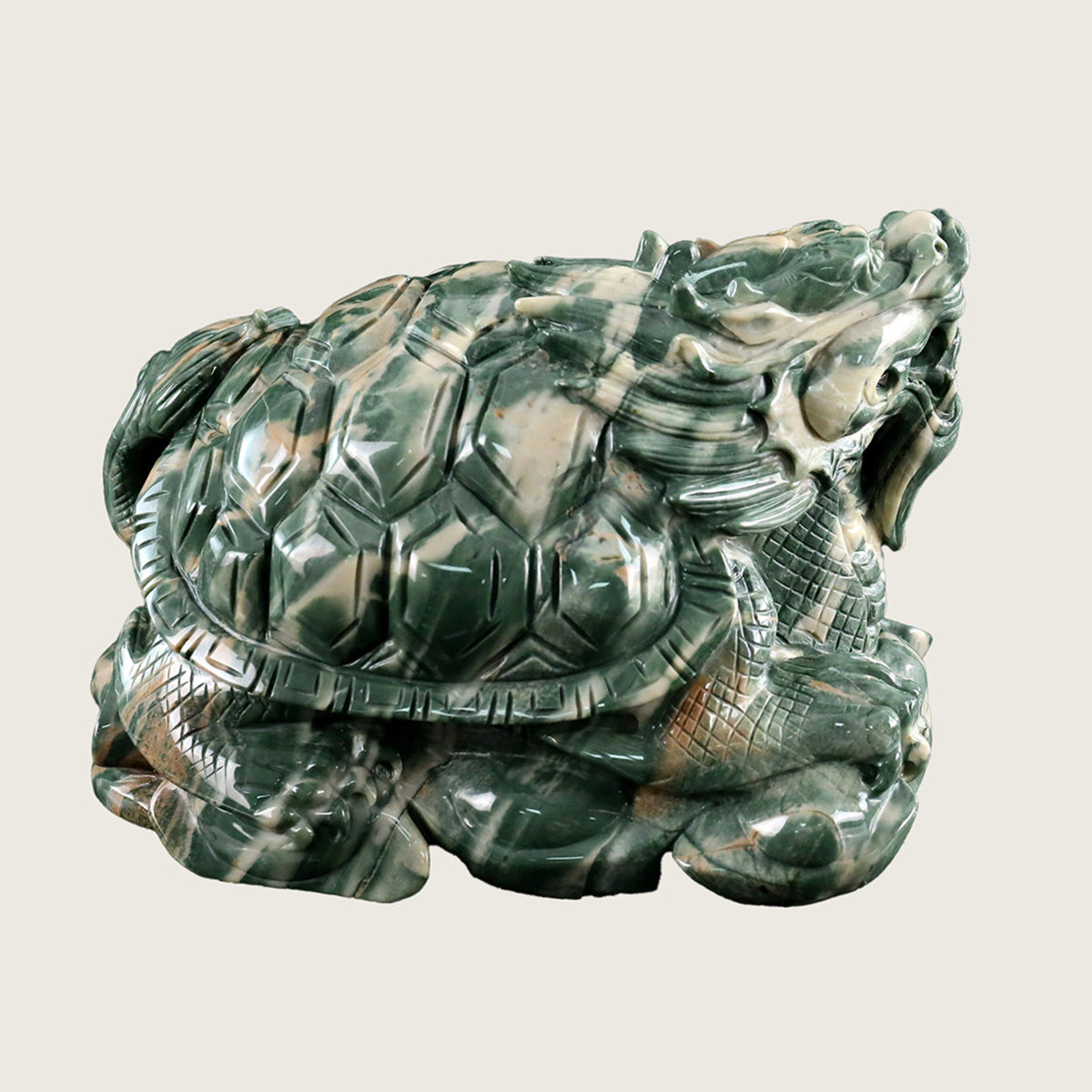 6.2" Jiulong Jade Dragon Turtle Carving  #CTC0018