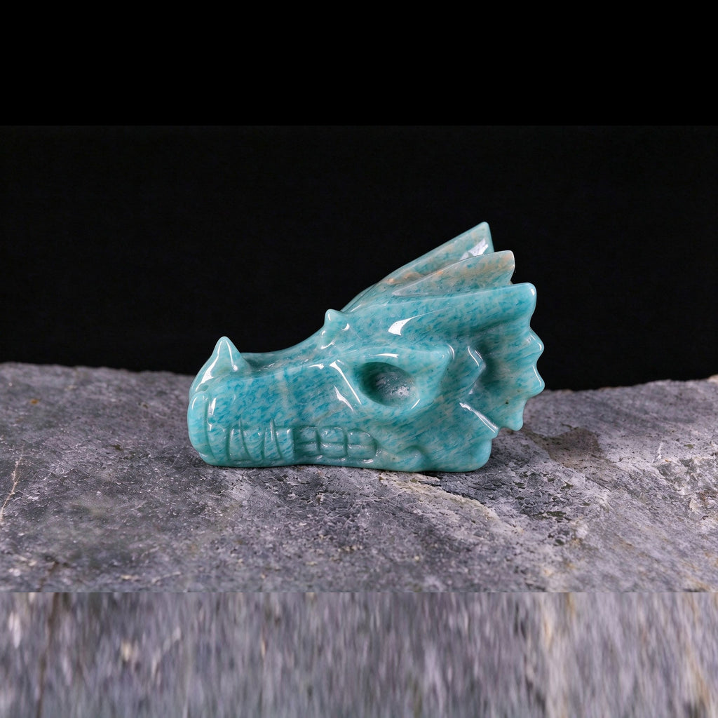 2.5" Amazonite Dragon Skull Carving  #CSC0025